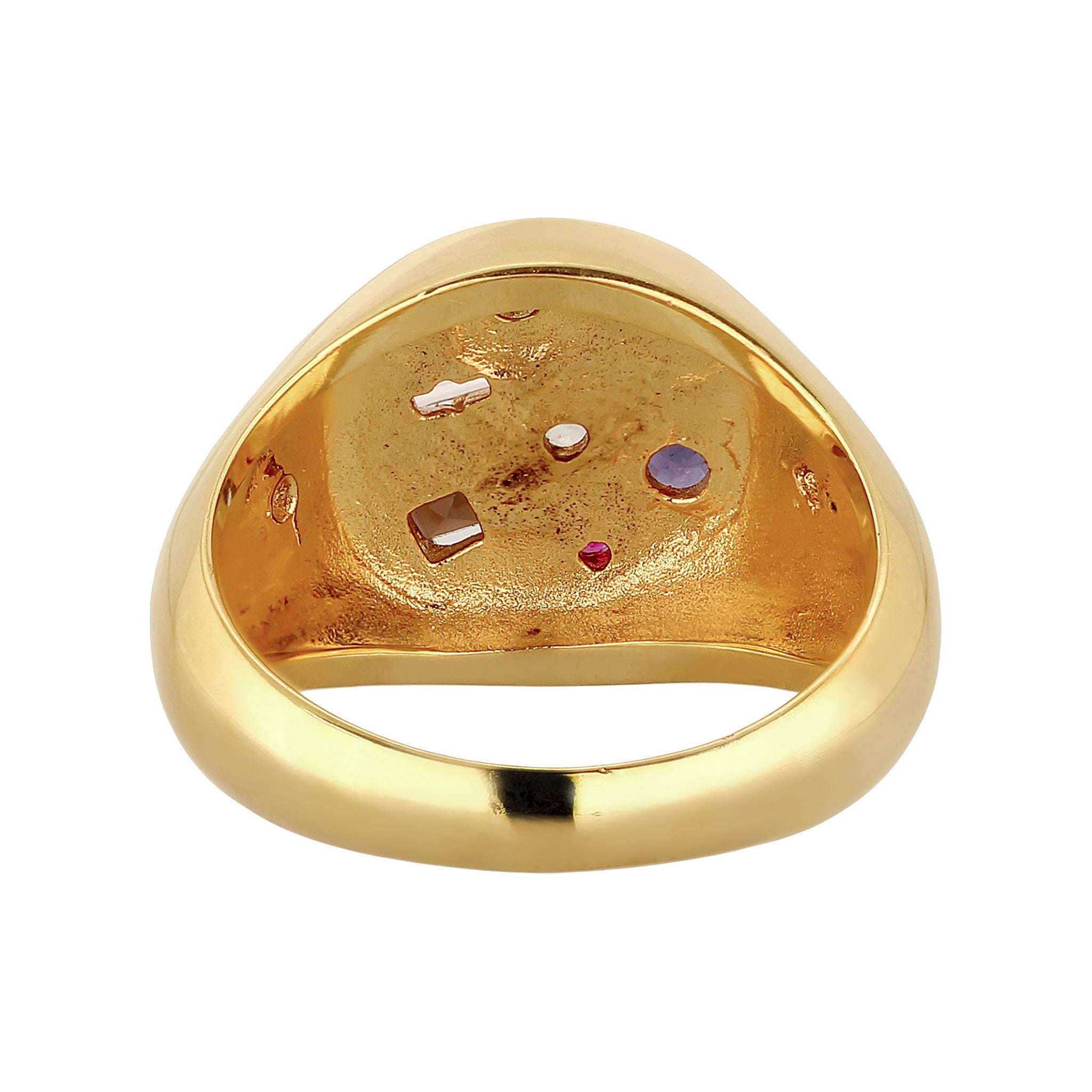 Gold Cincin Perhiasan Perak 925 Wanita Signet Sapphire Quartz Moonstone Pearl Gold Plated