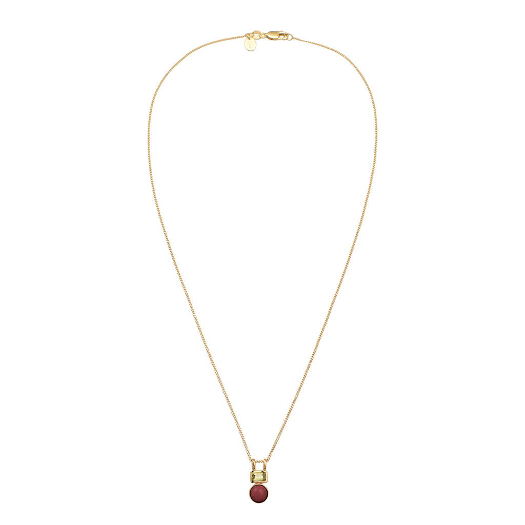 Gold Kalung Perhiasan Perak 925 Wanita Square Pendant Peridot Gold Plated