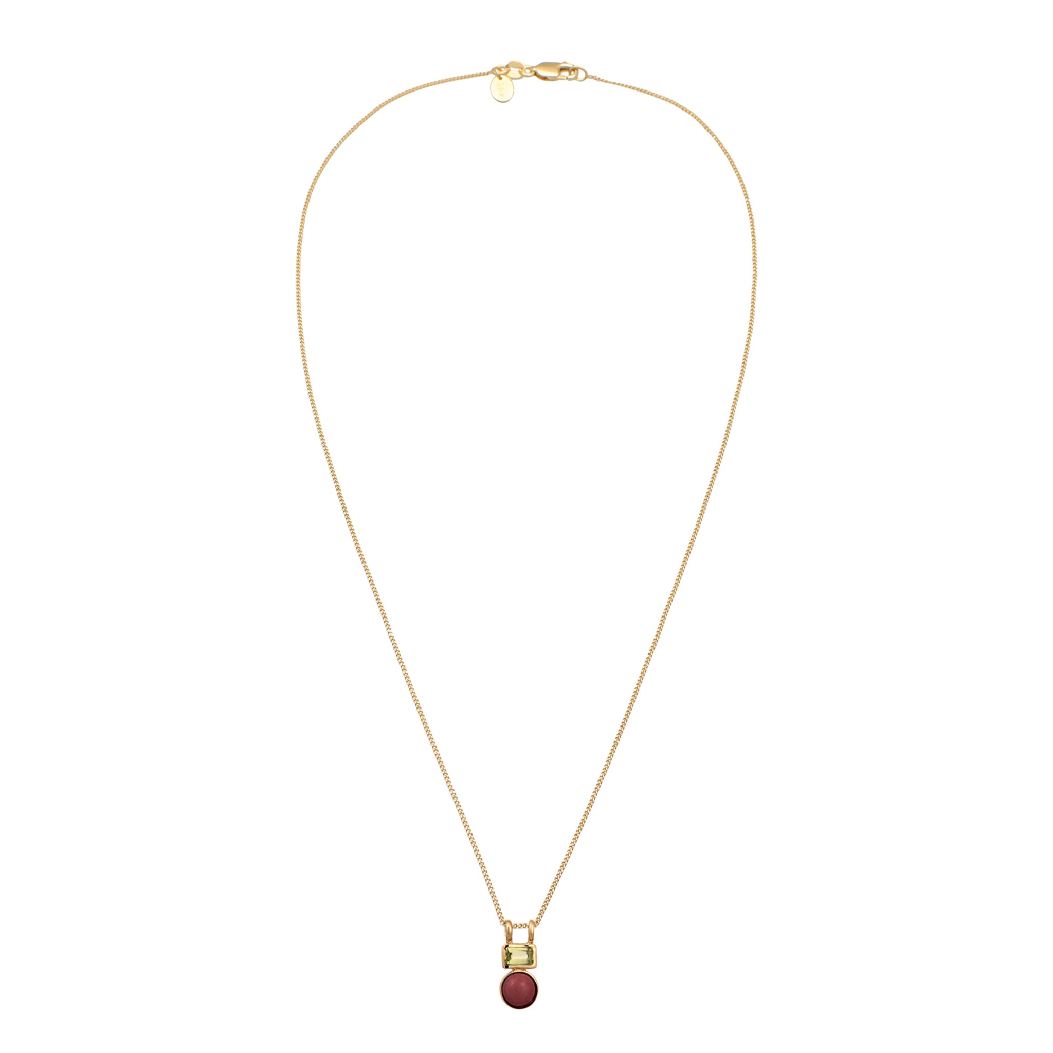 Gold Kalung Perhiasan Perak 925 Wanita Square Pendant Peridot Gold Plated