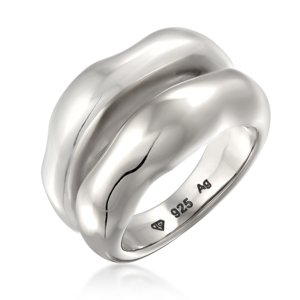 Chunky Organic Band Ring 925 Silver