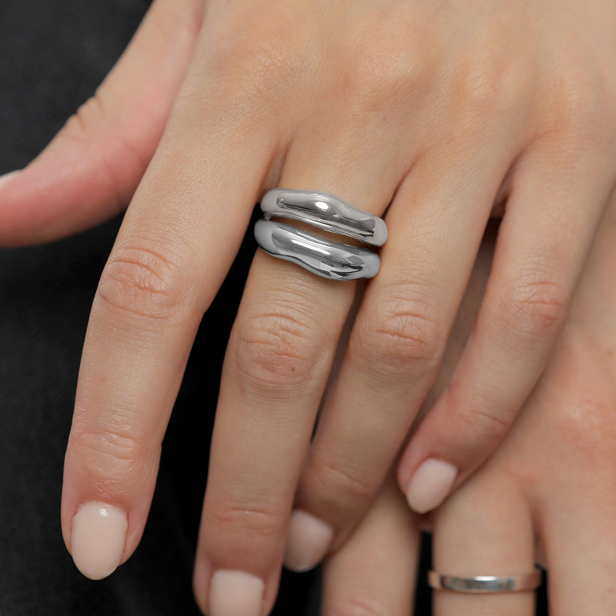 Chunky Organic Band Ring 925 Silver