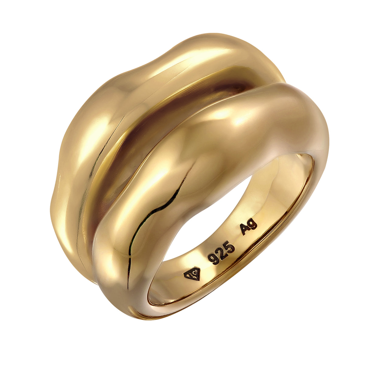 Ring Set Statement 925 Sterling Silver Gold Plated