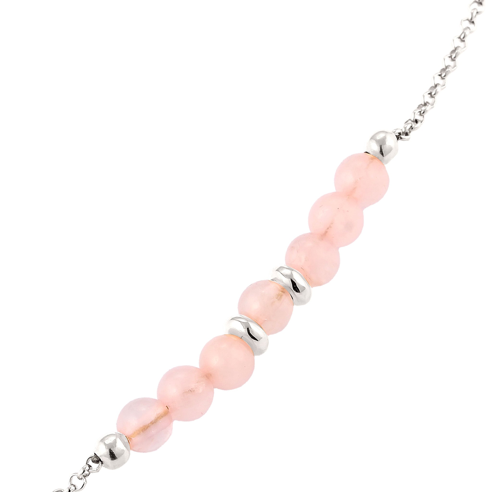 Silver Gelang Perhiasan Perak 925 Wanita Elegant Rose Quartz