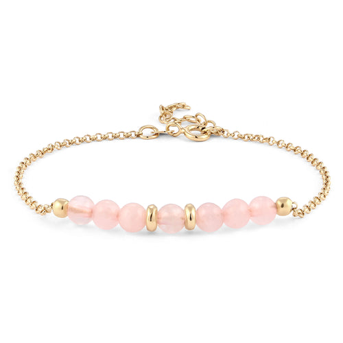 Gold Gelang Perhiasan Perak 925 Wanita Elegant Rose Quartz Gold Plated
