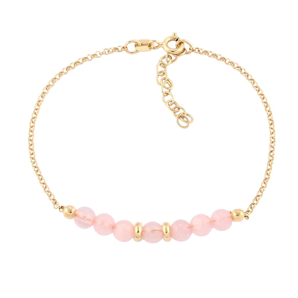 Gold Gelang Perhiasan Perak 925 Wanita Elegant Rose Quartz Gold Plated