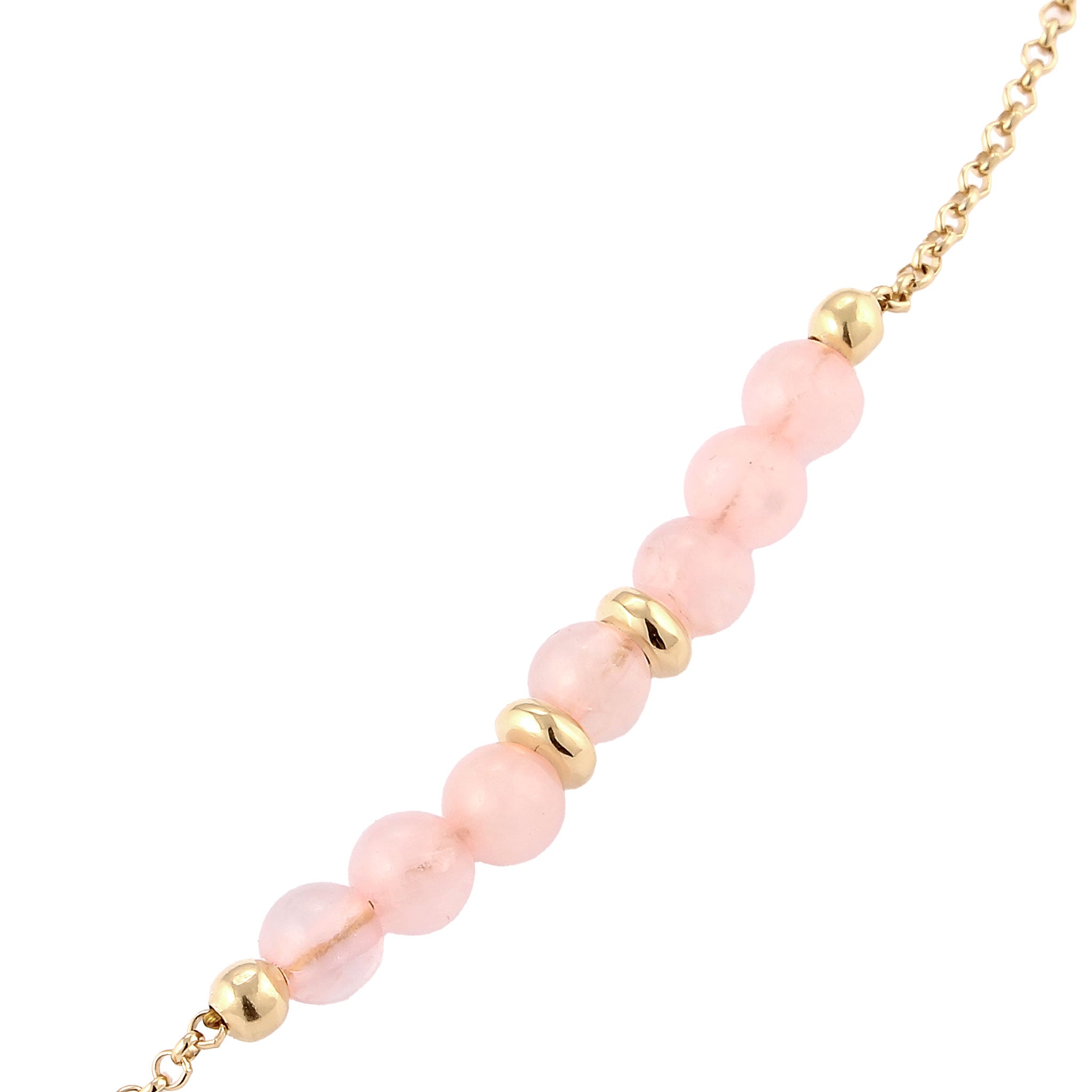 Gold Gelang Perhiasan Perak 925 Wanita Elegant Rose Quartz Gold Plated