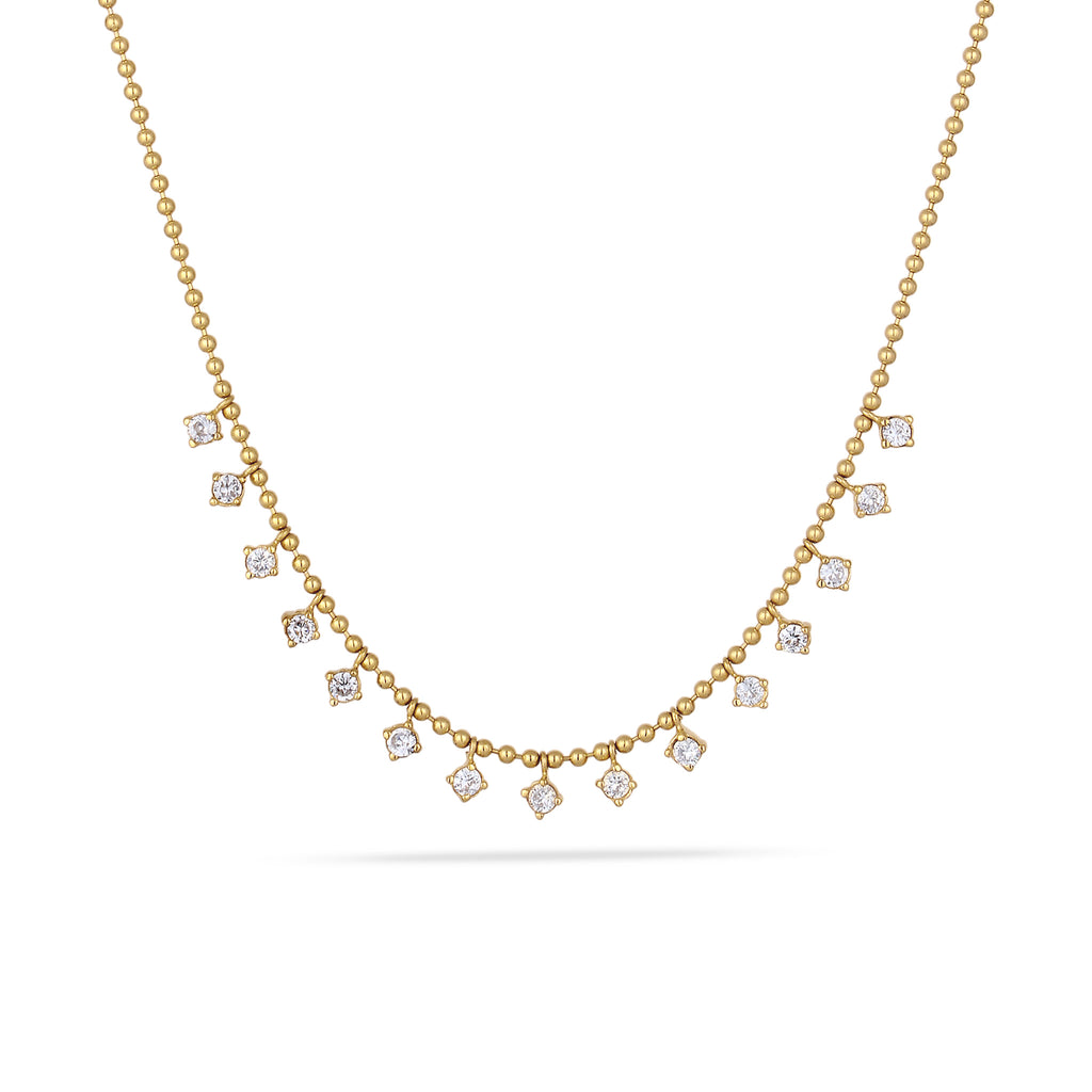 Gold Kalung Perhiasan Perak 925 Wanita Ball Zirconia Gold Plated