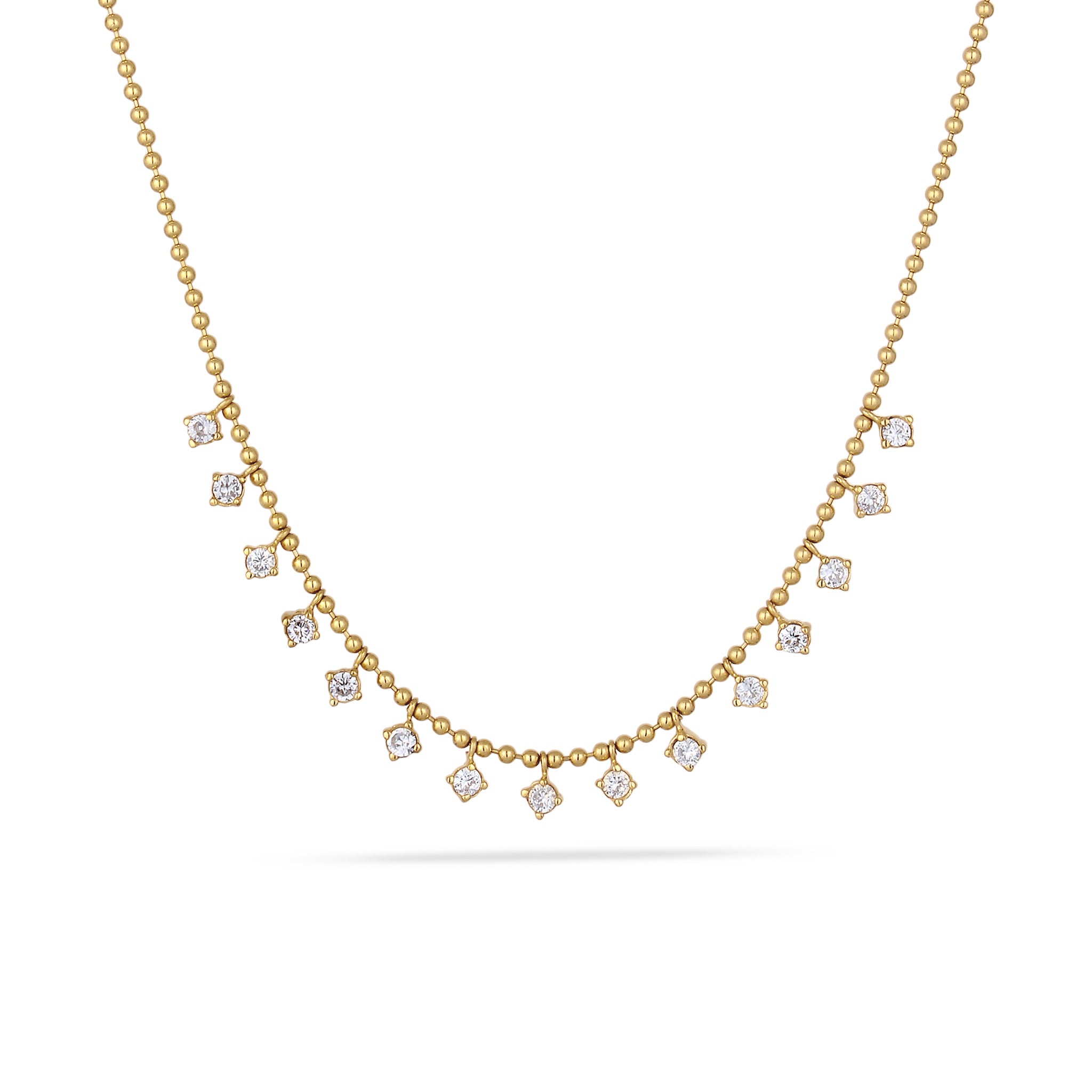 Gold Kalung Perhiasan Perak 925 Wanita Ball Zirconia Gold Plated