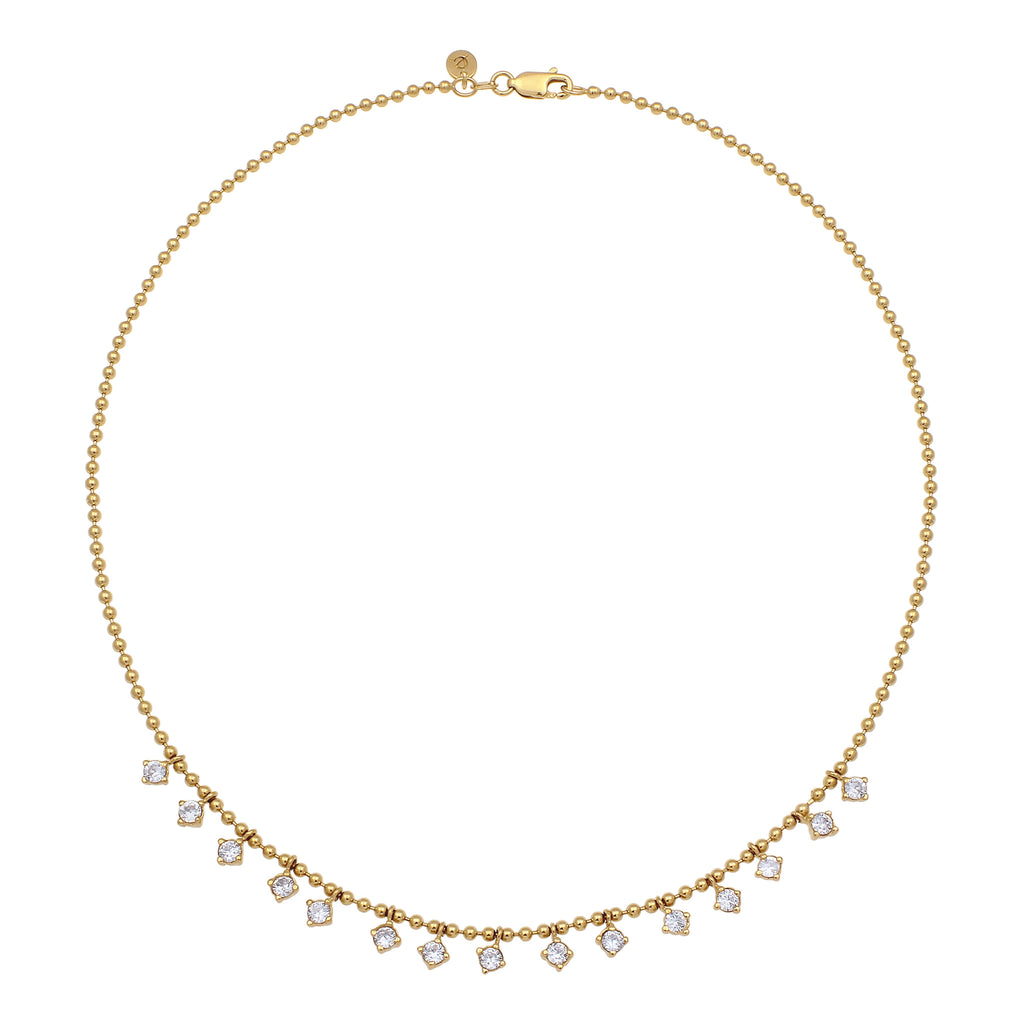 Gold Kalung Perhiasan Perak 925 Wanita Ball Zirconia Gold Plated