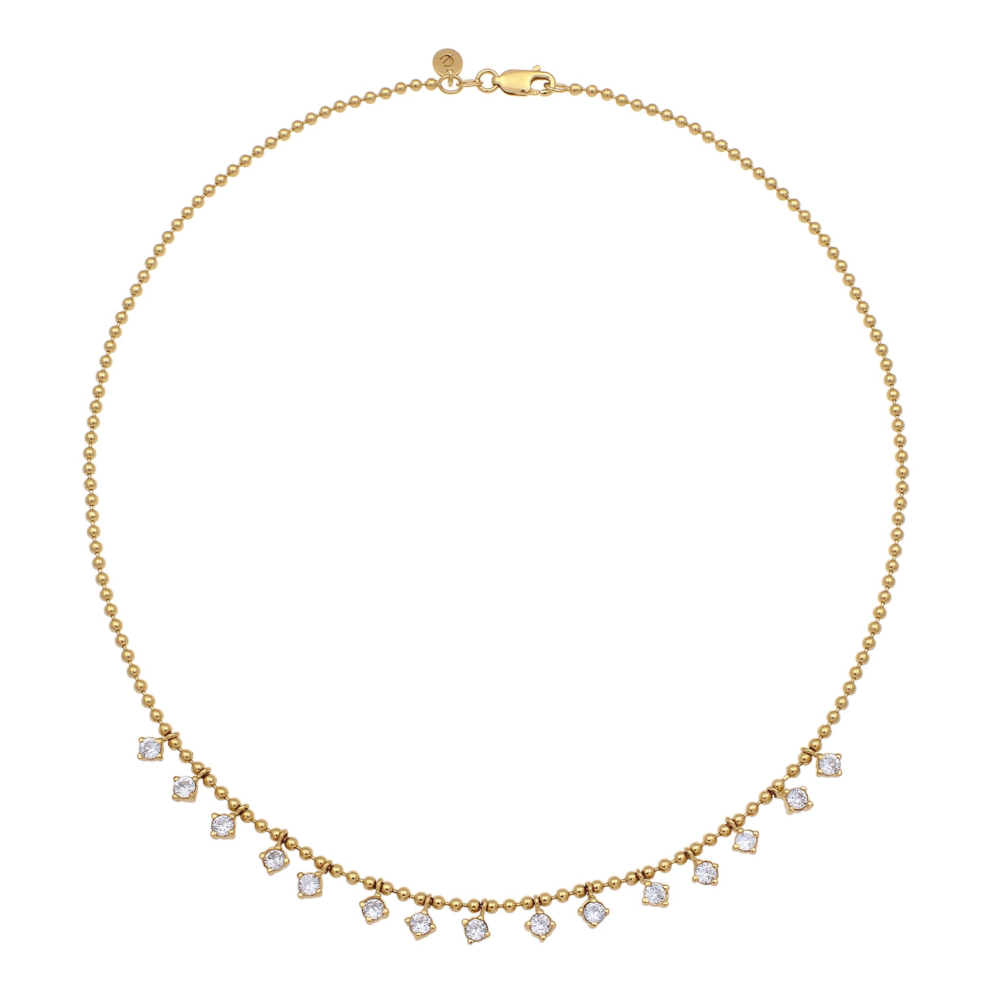 Gold Kalung Perhiasan Perak 925 Wanita Ball Zirconia Gold Plated
