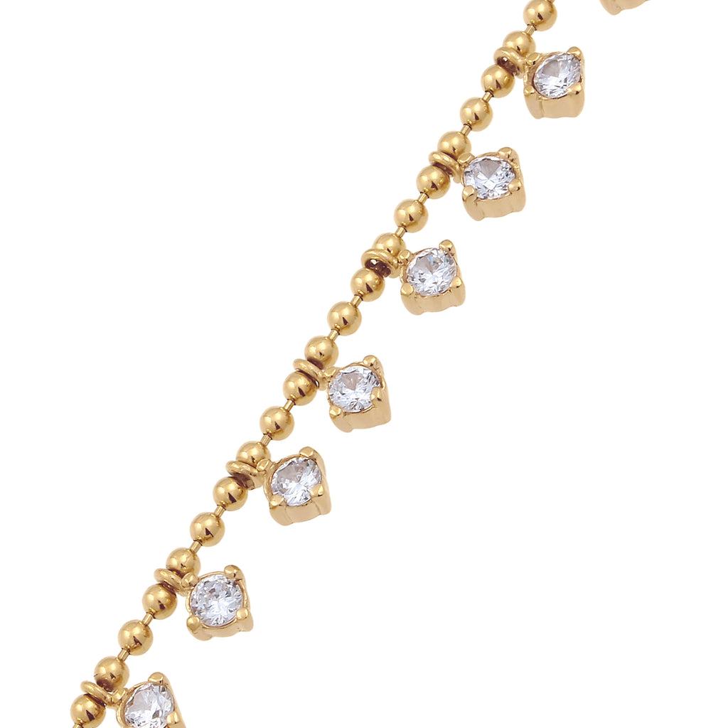 Gold Kalung Perhiasan Perak 925 Wanita Ball Zirconia Gold Plated