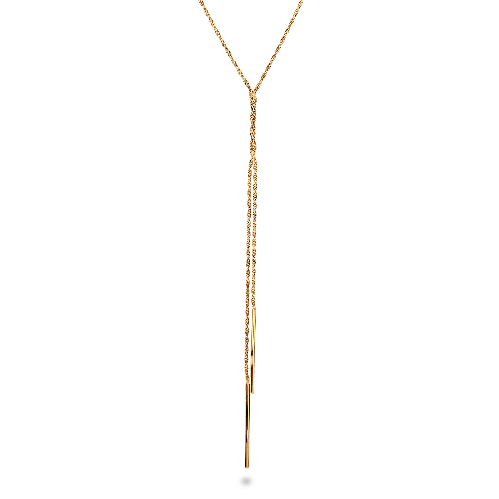 Gold Kalung Perhiasan Perak 925 Wanita Y-Chain Gold Plated