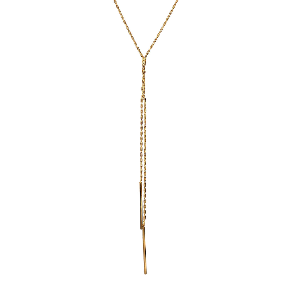 Gold Kalung Perhiasan Perak 925 Wanita Y-Chain Gold Plated
