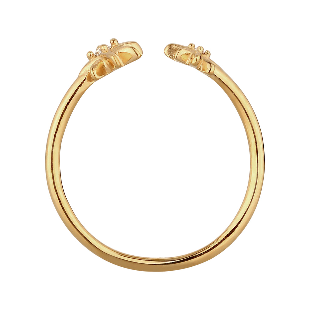 Gold Cincin Perhiasan Perak 925 Wanita Star White Crystals Gold Plated