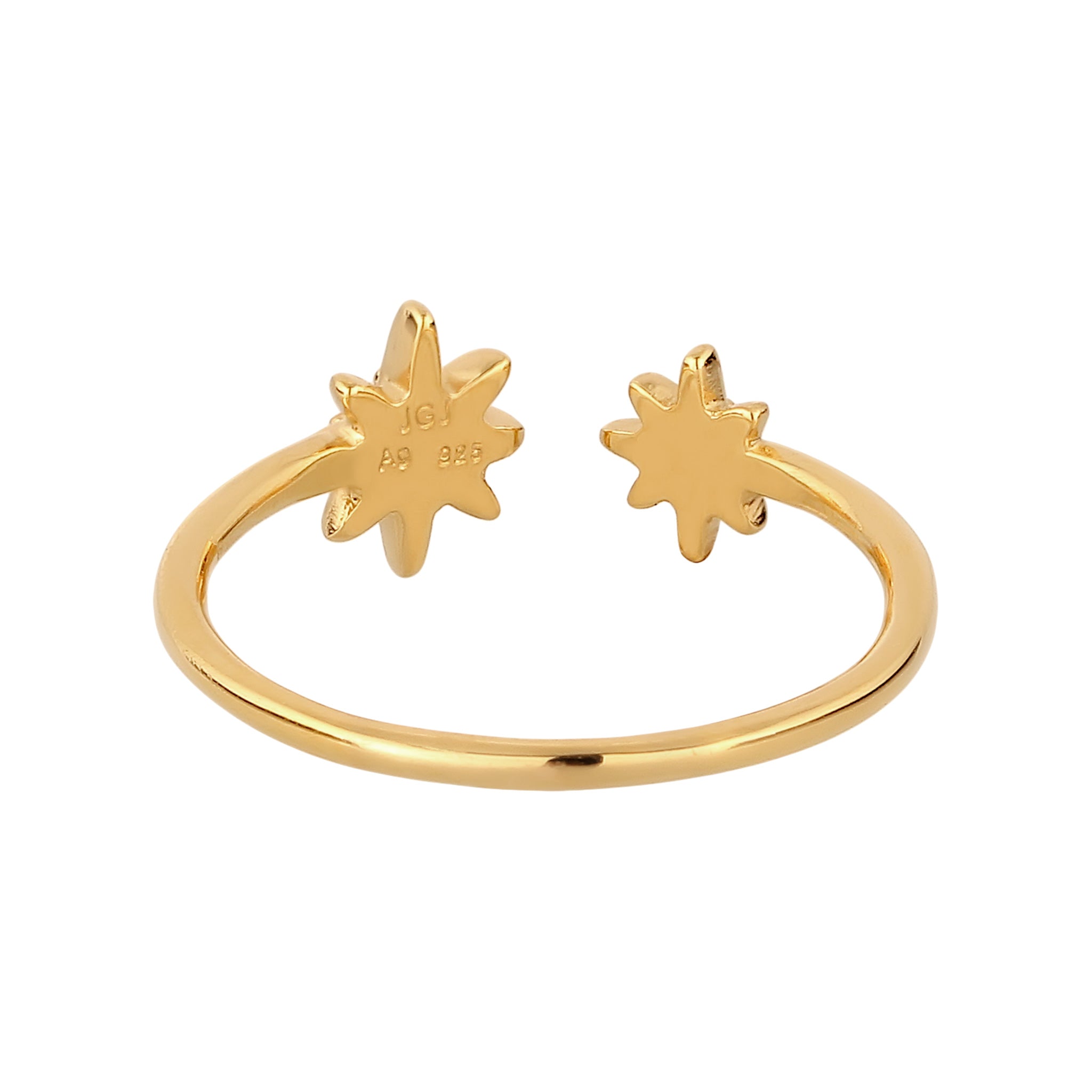 Gold Cincin Perhiasan Perak 925 Wanita Star White Crystals Gold Plated