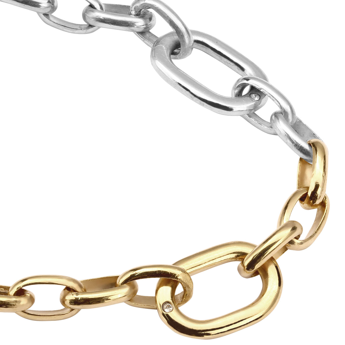 Bicolor Gelang Perhiasan Perak 925 Wanita Round Anchor Chain Crystals Bicolor