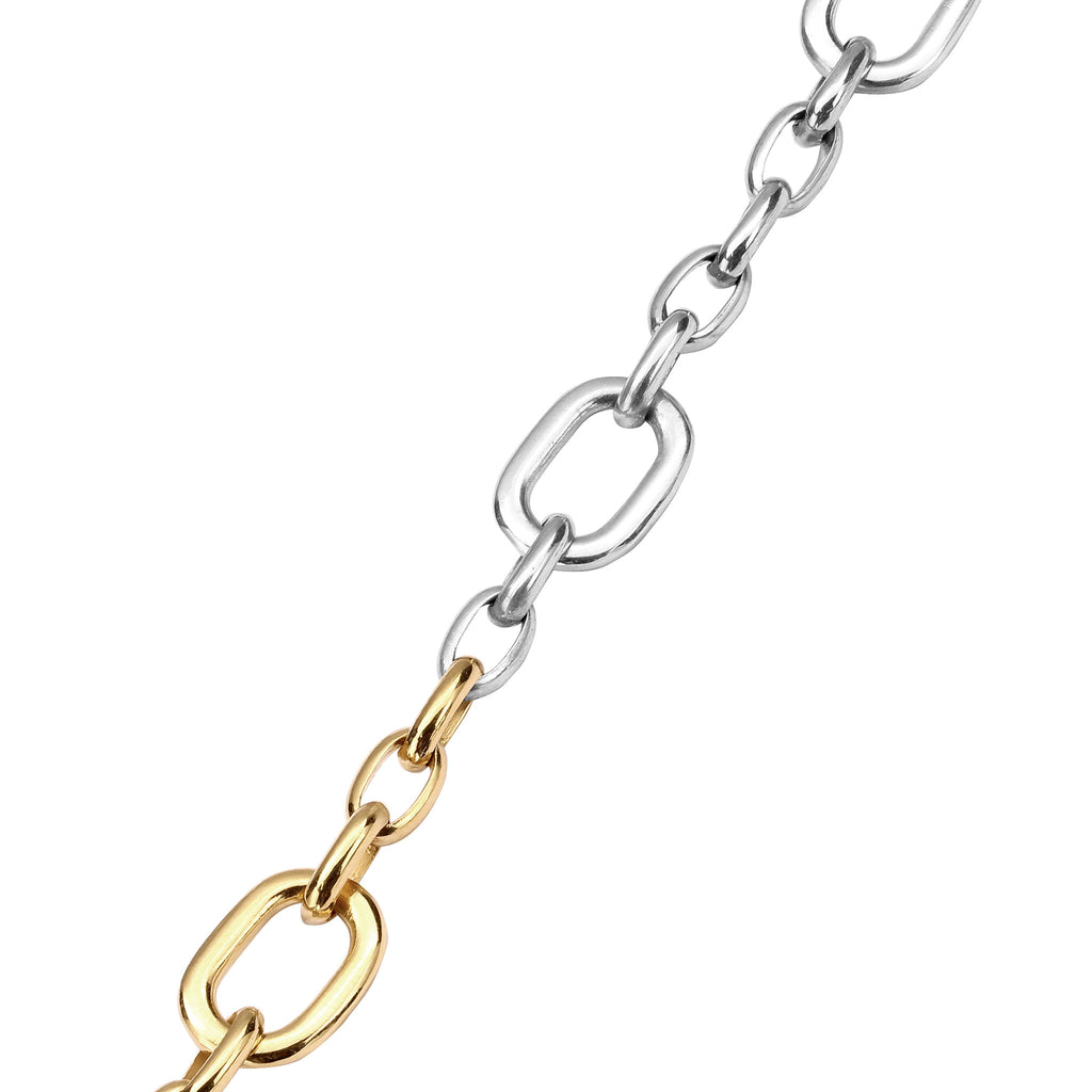 Bicolor Gelang Perhiasan Perak 925 Wanita Round Anchor Chain Crystals Bicolor