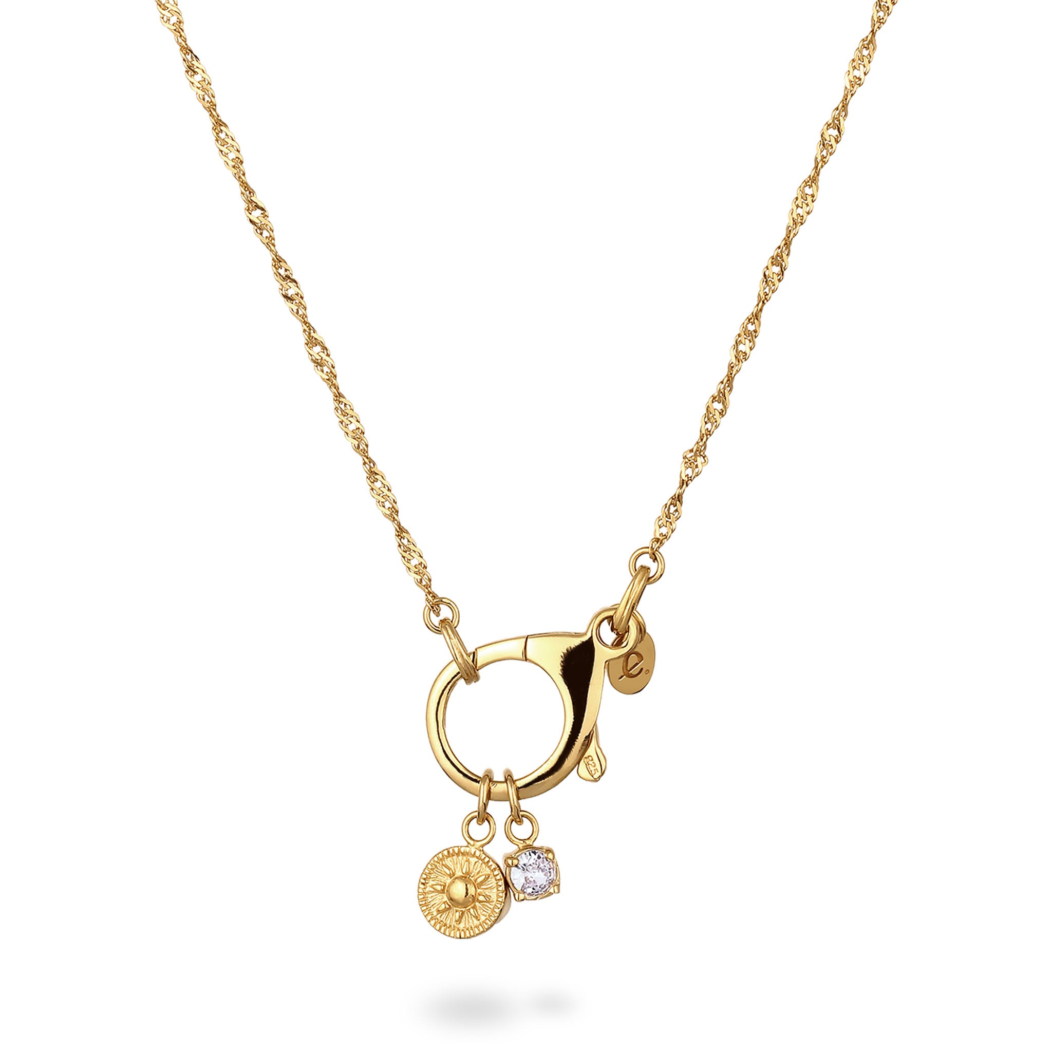 Gold Kalung Perhiasan Perak 925 Wanita Singapore Chain Zirconia Gold Pated