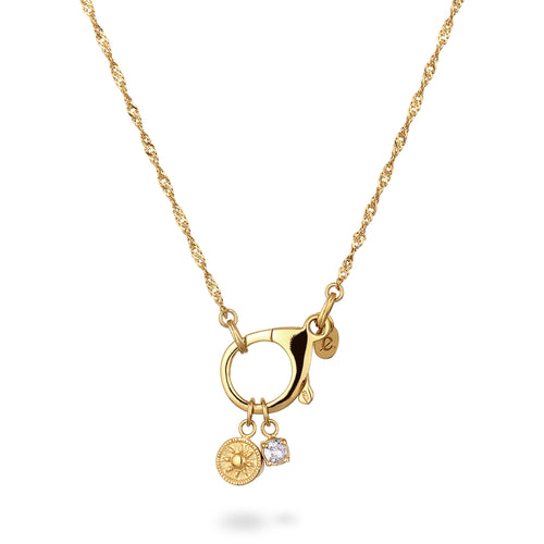 Gold Kalung Perhiasan Perak 925 Wanita Singapore Chain Zirconia Gold Pated