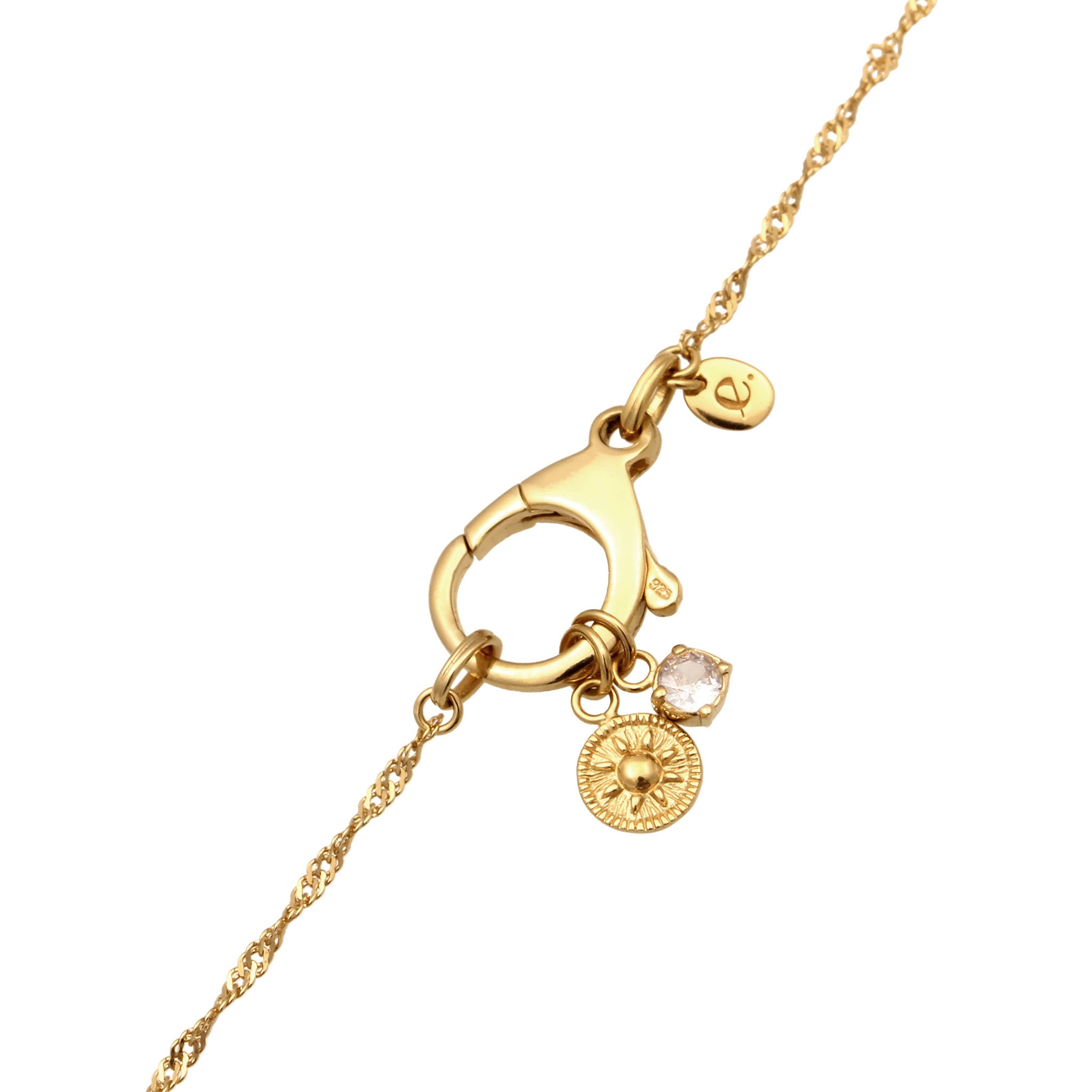 Gold Kalung Perhiasan Perak 925 Wanita Singapore Chain Zirconia Gold Pated