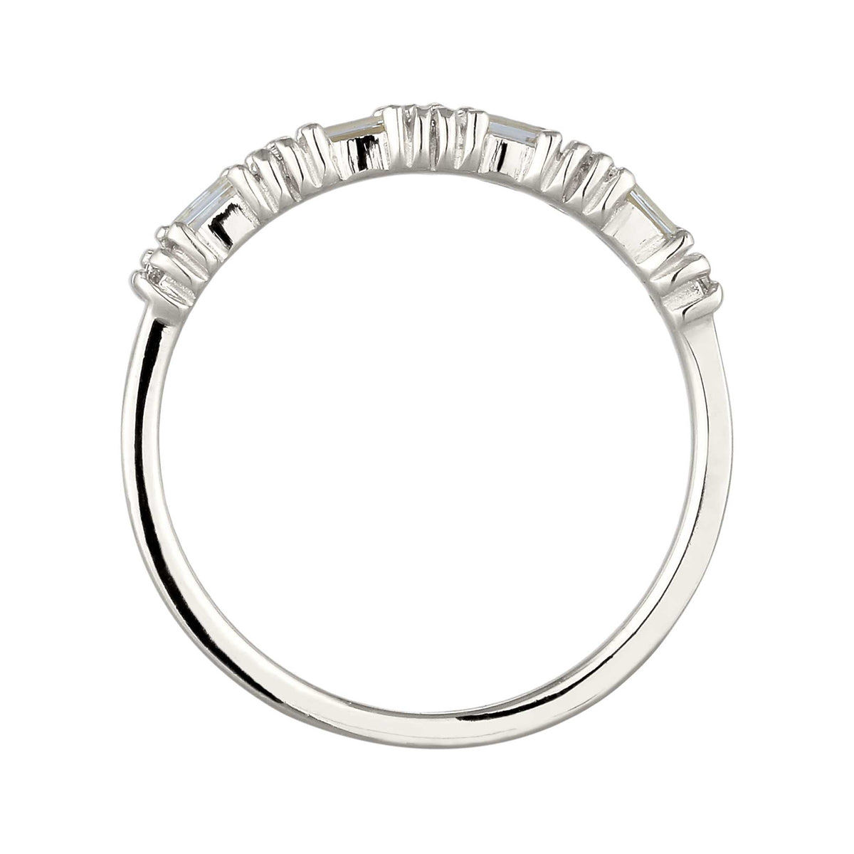 Topaz Baguette Band Ring 925 Silver