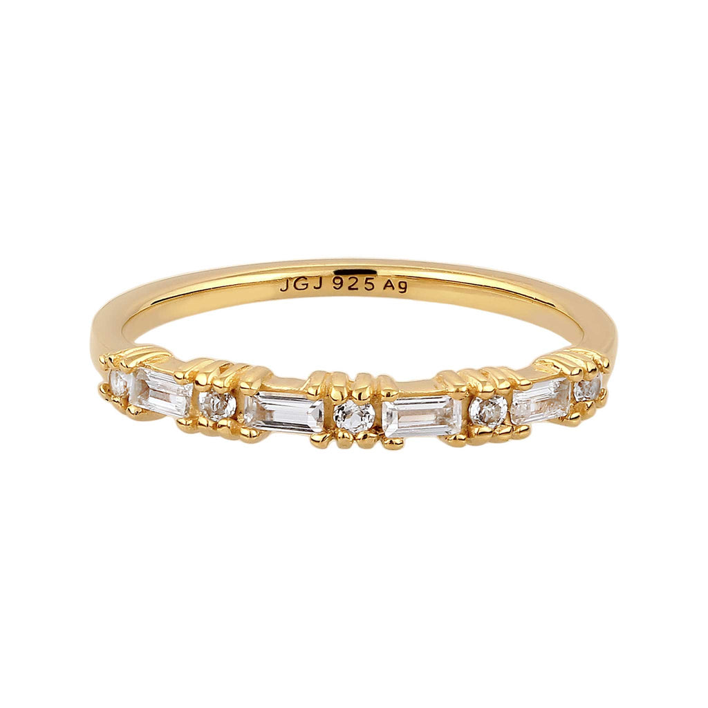 Ring Topaz White 925 Sterling Silver Gold Plated Gold