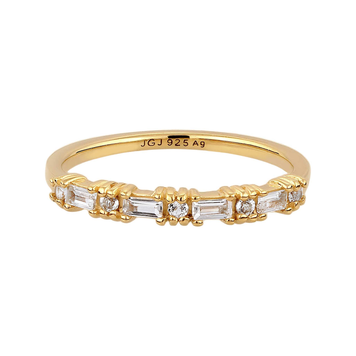 Ring Topaz White 925 Sterling Silver Gold Plated Gold