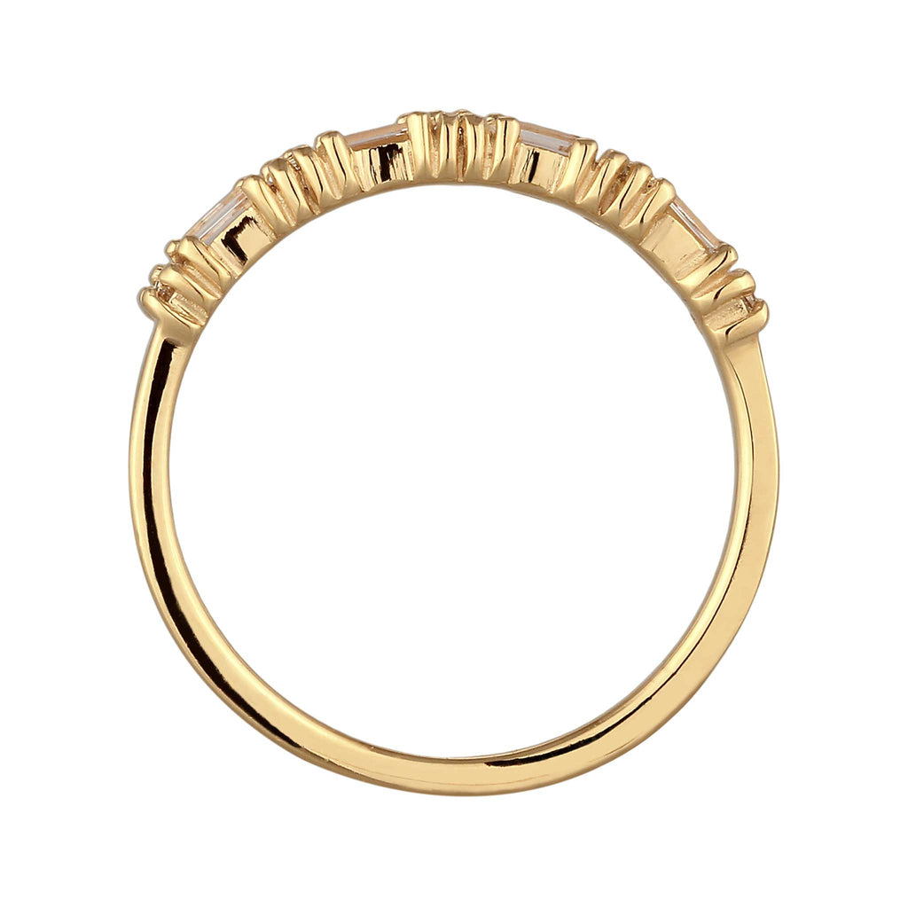 Ring Topaz White 925 Sterling Silver Gold Plated Gold