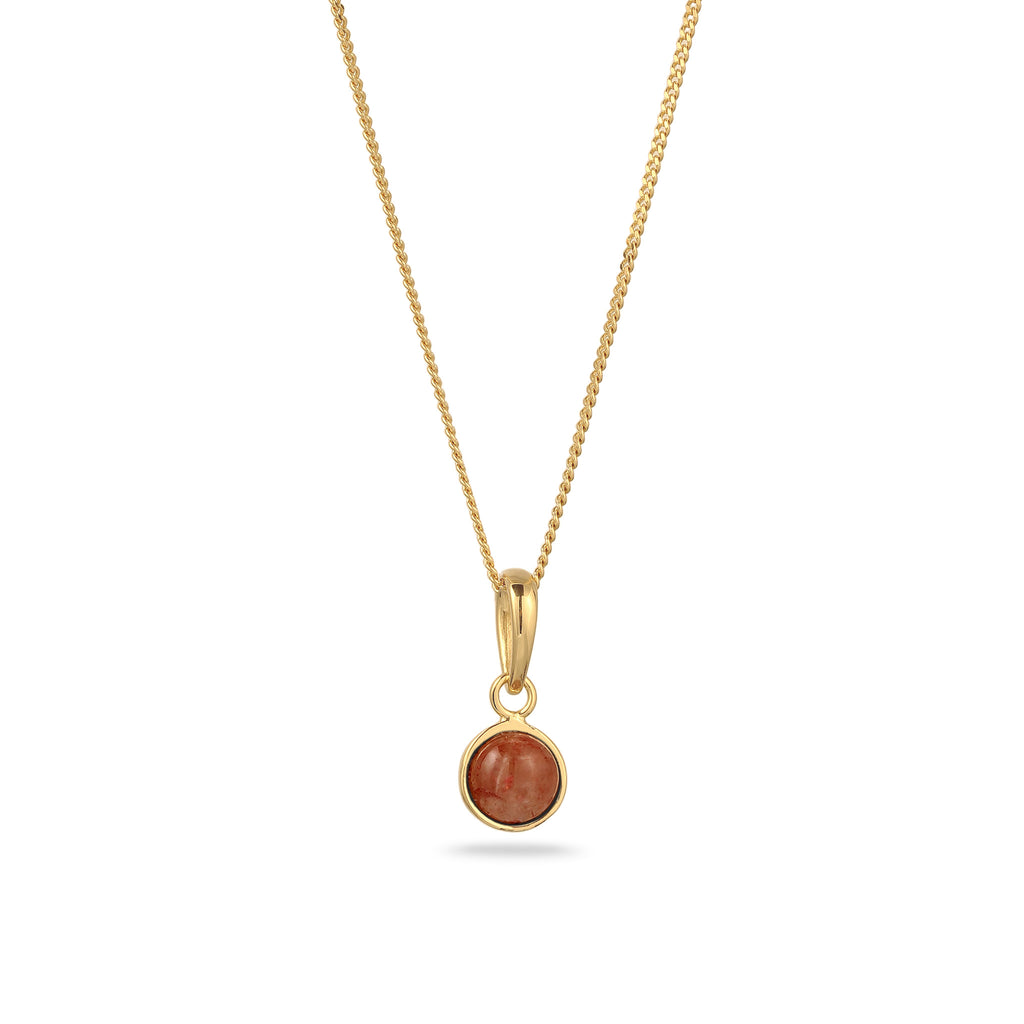 Gold Kalung Perhiasan Perak 925 Wanita Sunstone Orange Gold Plated