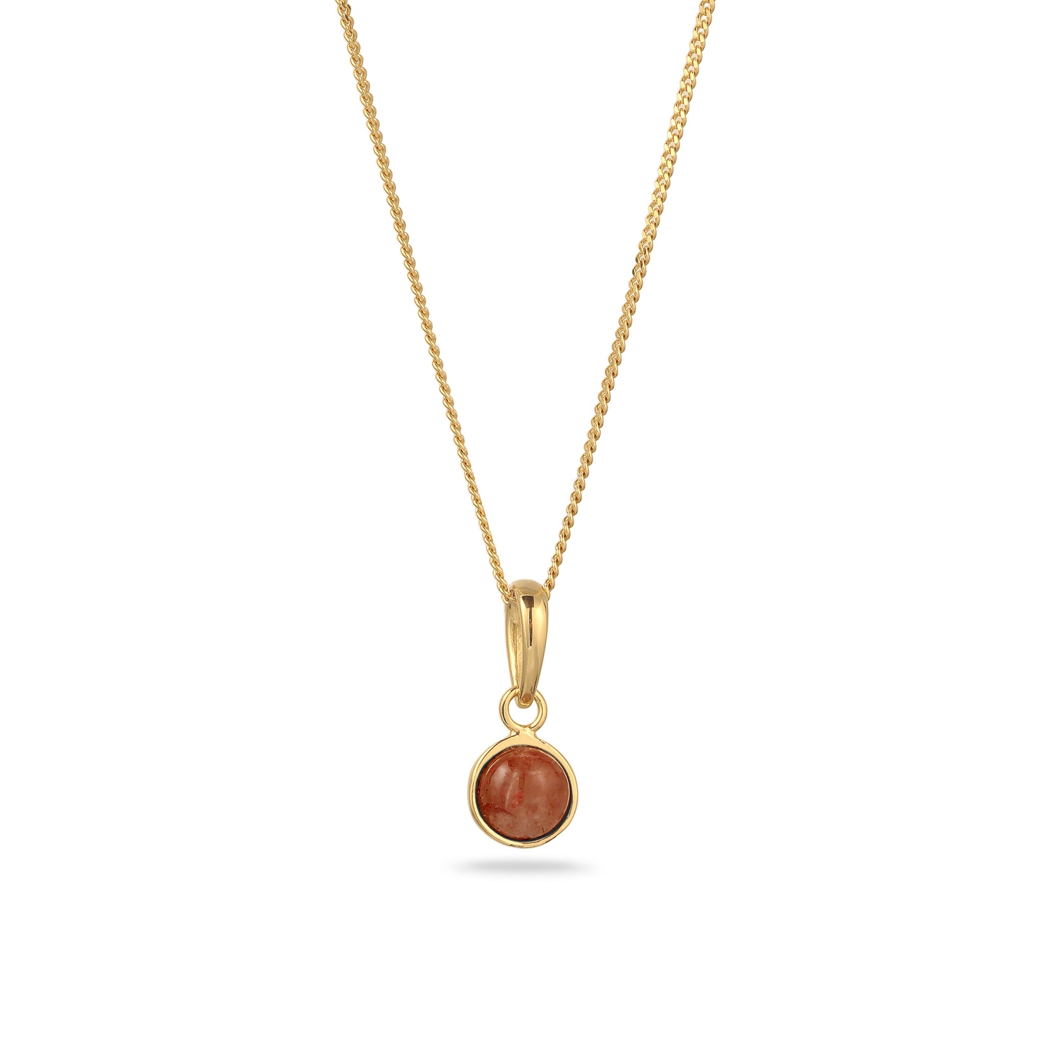 Gold Kalung Perhiasan Perak 925 Wanita Sunstone Orange Gold Plated