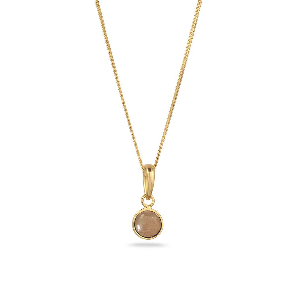 Gold Kalung Perhiasan Perak 925 Wanita Sunstone Orange Gold Plated