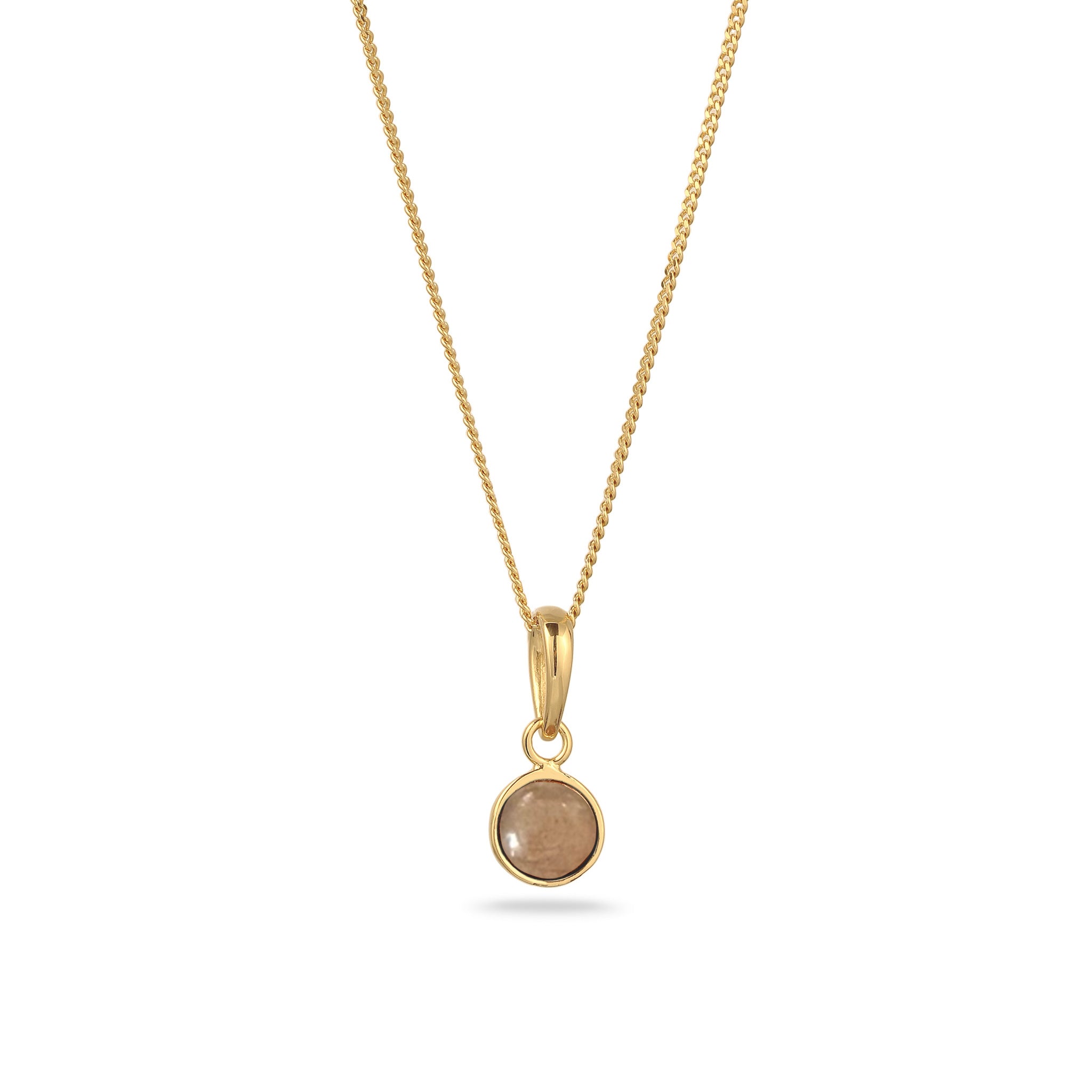 Gold Kalung Perhiasan Perak 925 Wanita Sunstone Orange Gold Plated
