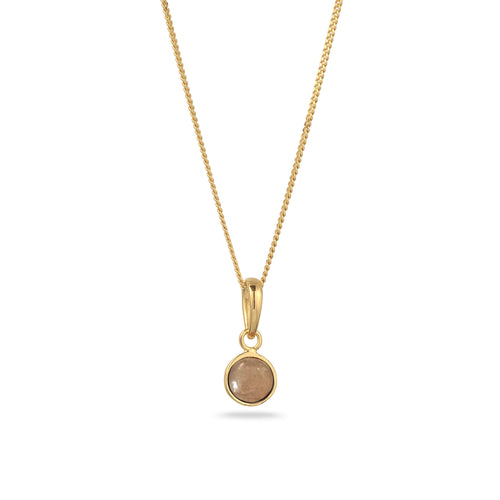 Round Necklace 925 Silver Gold Plated Orange Sunstone