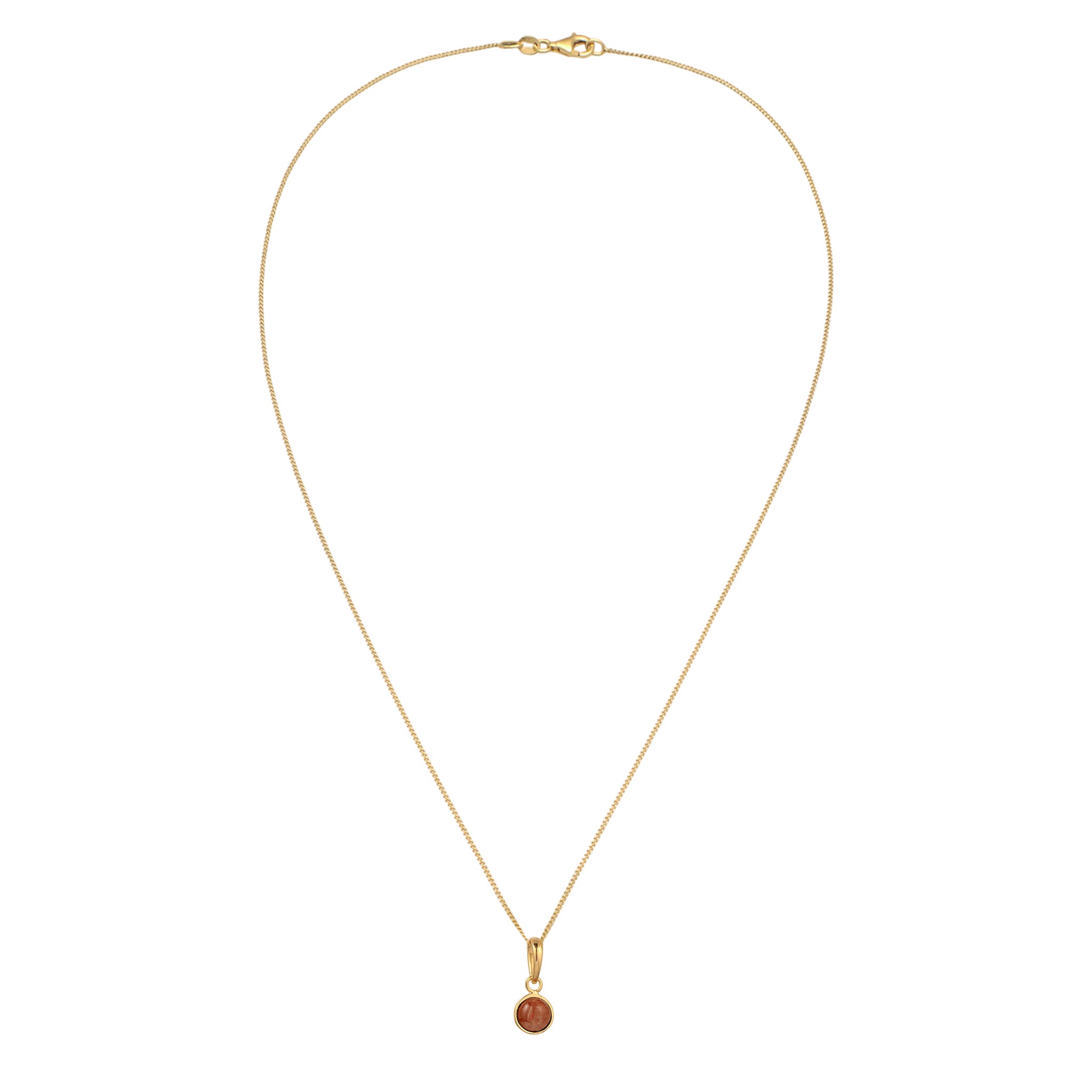 Gold Kalung Perhiasan Perak 925 Wanita Sunstone Orange Gold Plated
