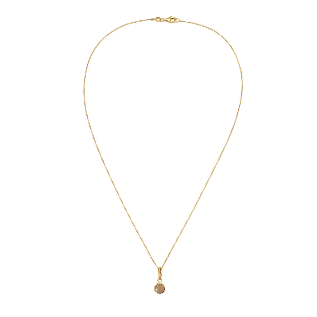 Gold Kalung Perhiasan Perak 925 Wanita Sunstone Orange Gold Plated