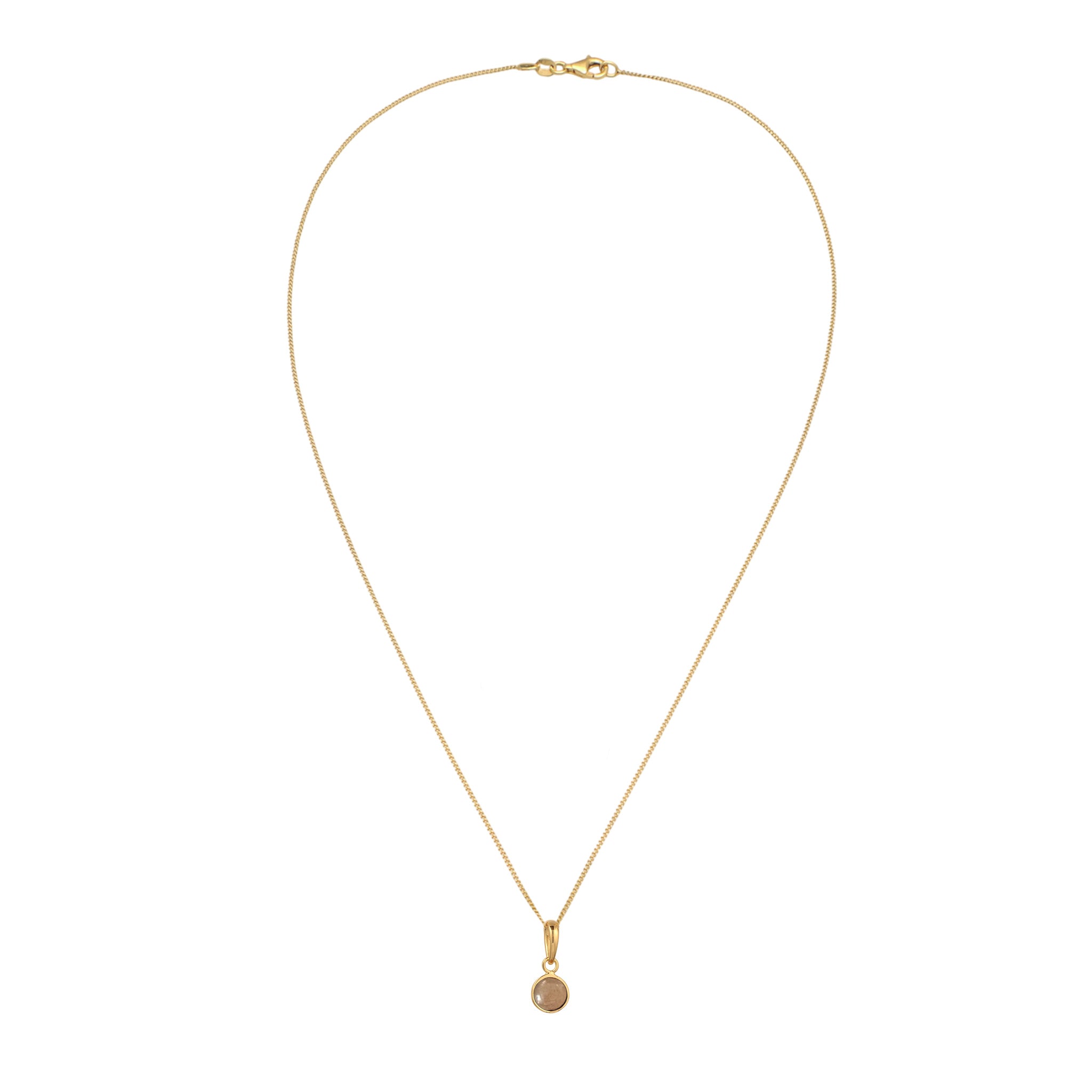 Gold Kalung Perhiasan Perak 925 Wanita Sunstone Orange Gold Plated
