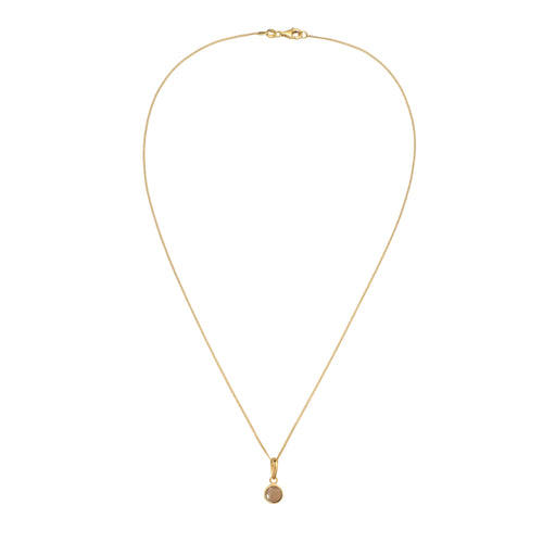 Round Necklace 925 Silver Gold Plated Orange Sunstone