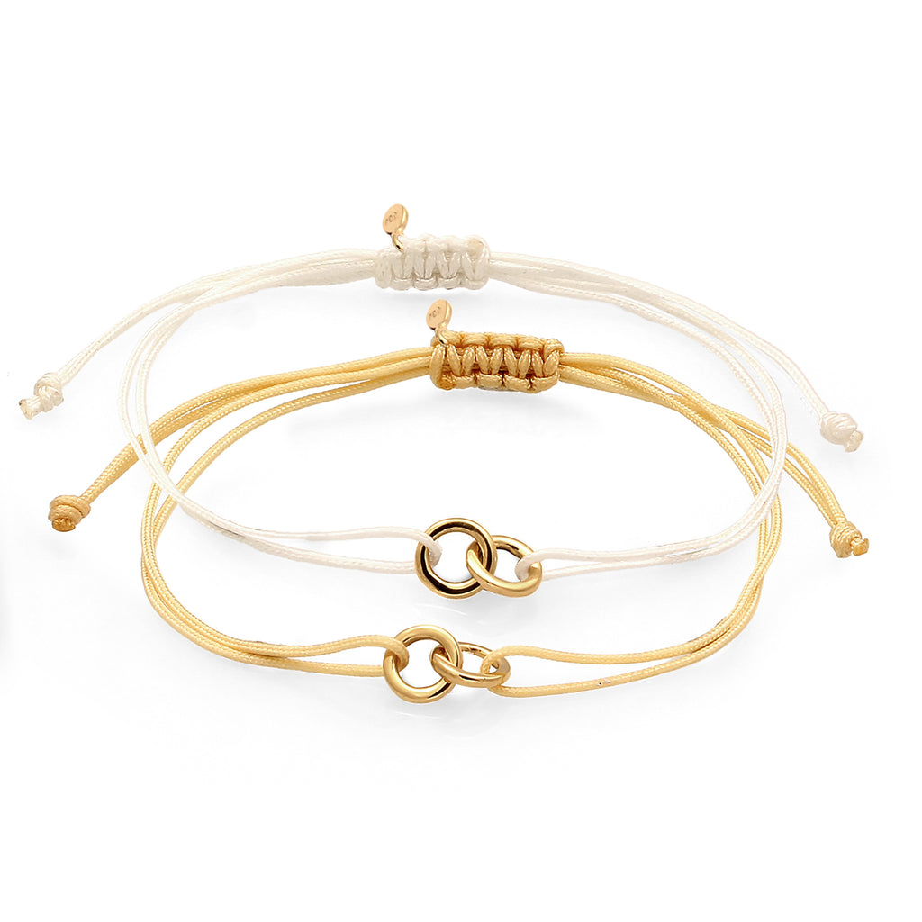 White Gelang Perhiasan Perak 925 Wanita Circle Nylon Khaki and White Gold Plated