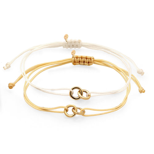 White Gelang Perhiasan Perak 925 Wanita Circle Nylon Khaki and White Gold Plated