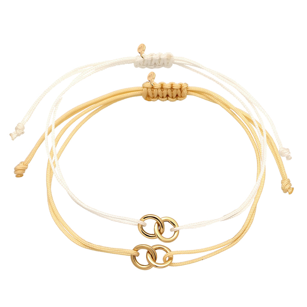White Gelang Perhiasan Perak 925 Wanita Circle Nylon Khaki and White Gold Plated
