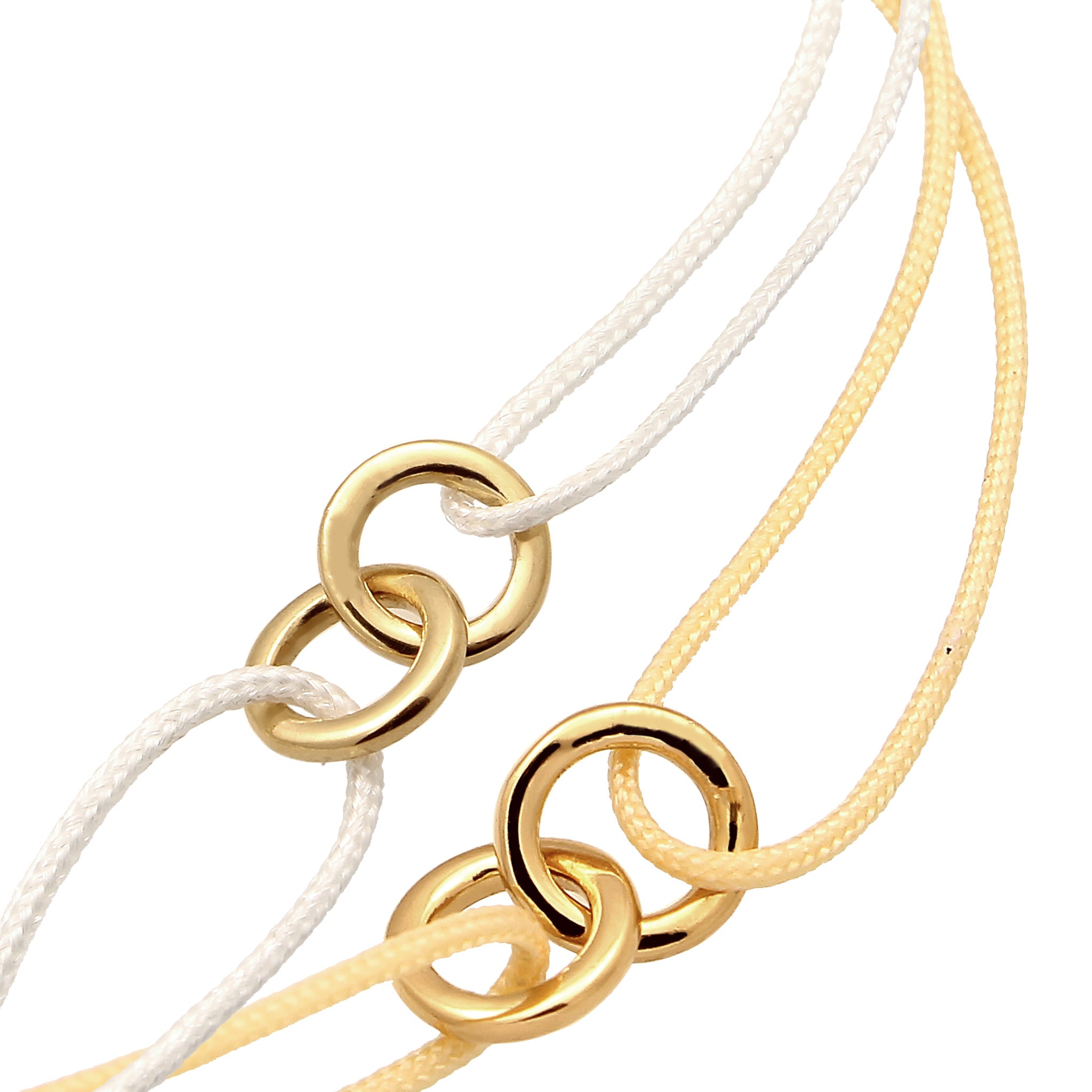 White Gelang Perhiasan Perak 925 Wanita Circle Nylon Khaki and White Gold Plated