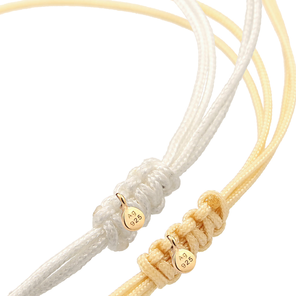 White Gelang Perhiasan Perak 925 Wanita Circle Nylon Khaki and White Gold Plated