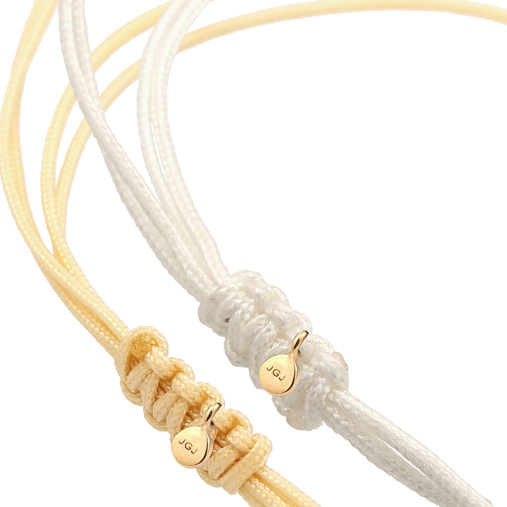 White Gelang Perhiasan Perak 925 Wanita Circle Nylon Khaki and White Gold Plated