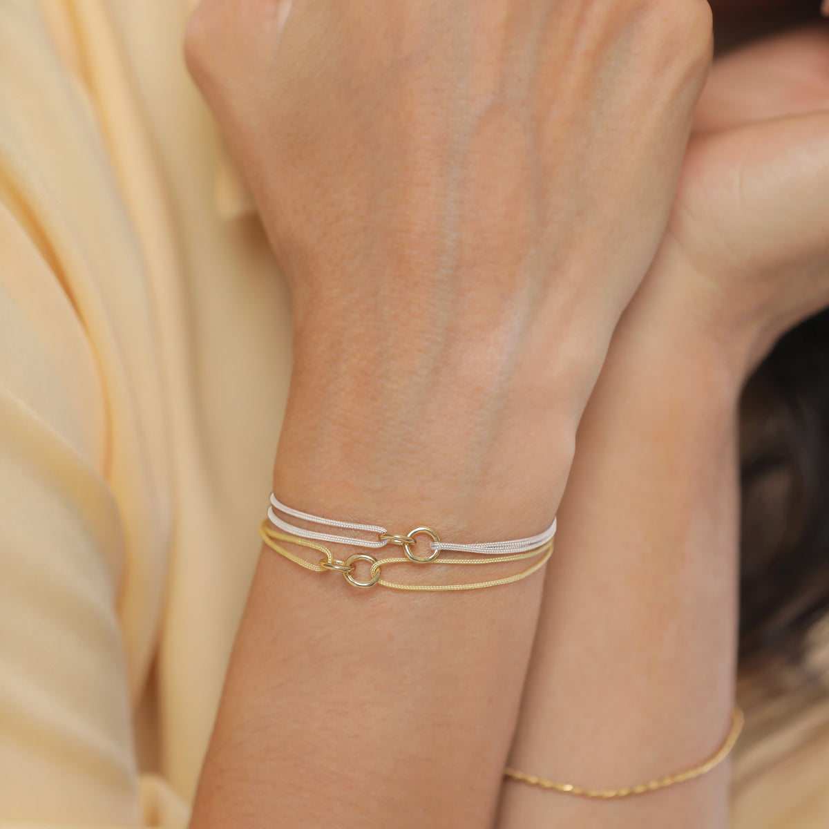 White - Elli | Bracelet Set Circle Nylon Yellow 925 Sterling Silver Gold Plated