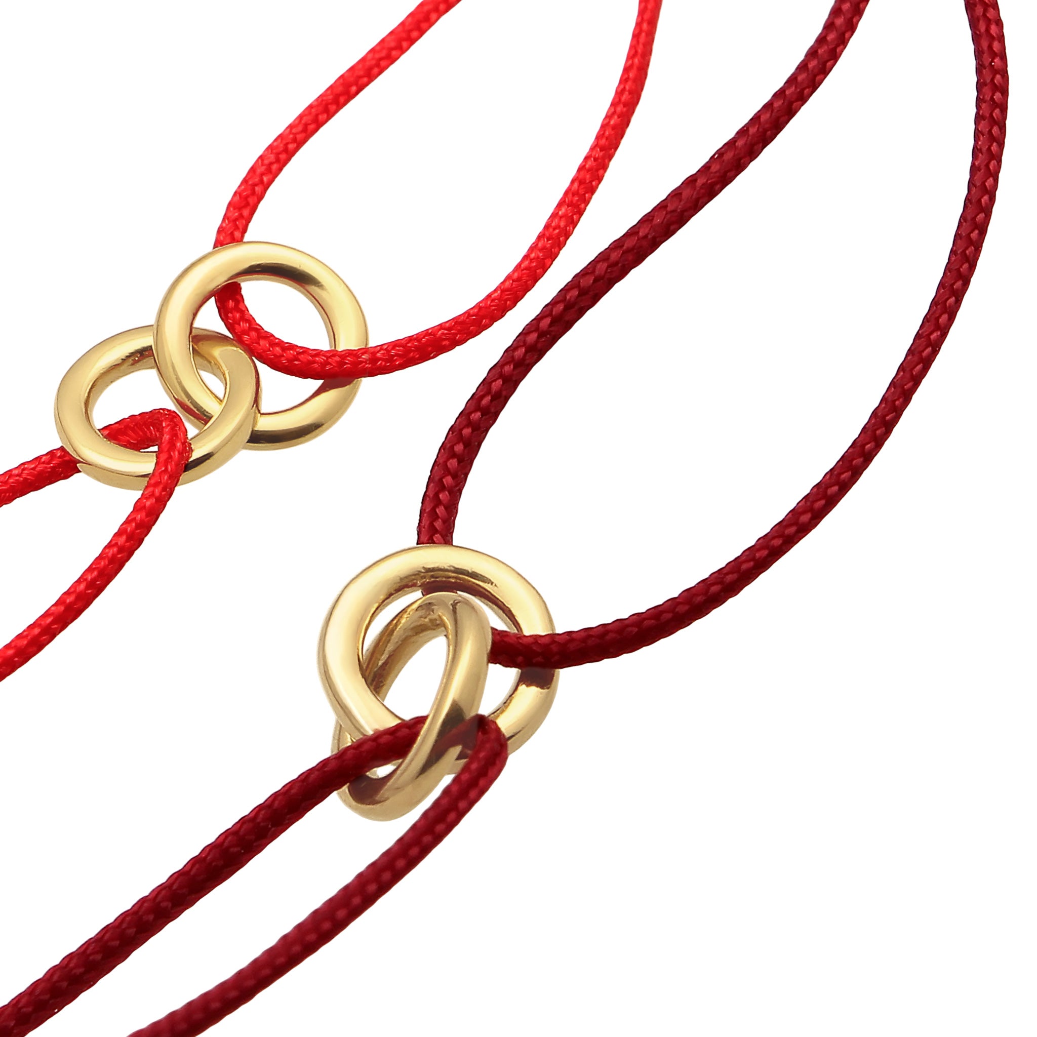 Red Gelang Perhiasan Perak 925 Wanita Circle Nylon Red and Burgundy Gold Plated