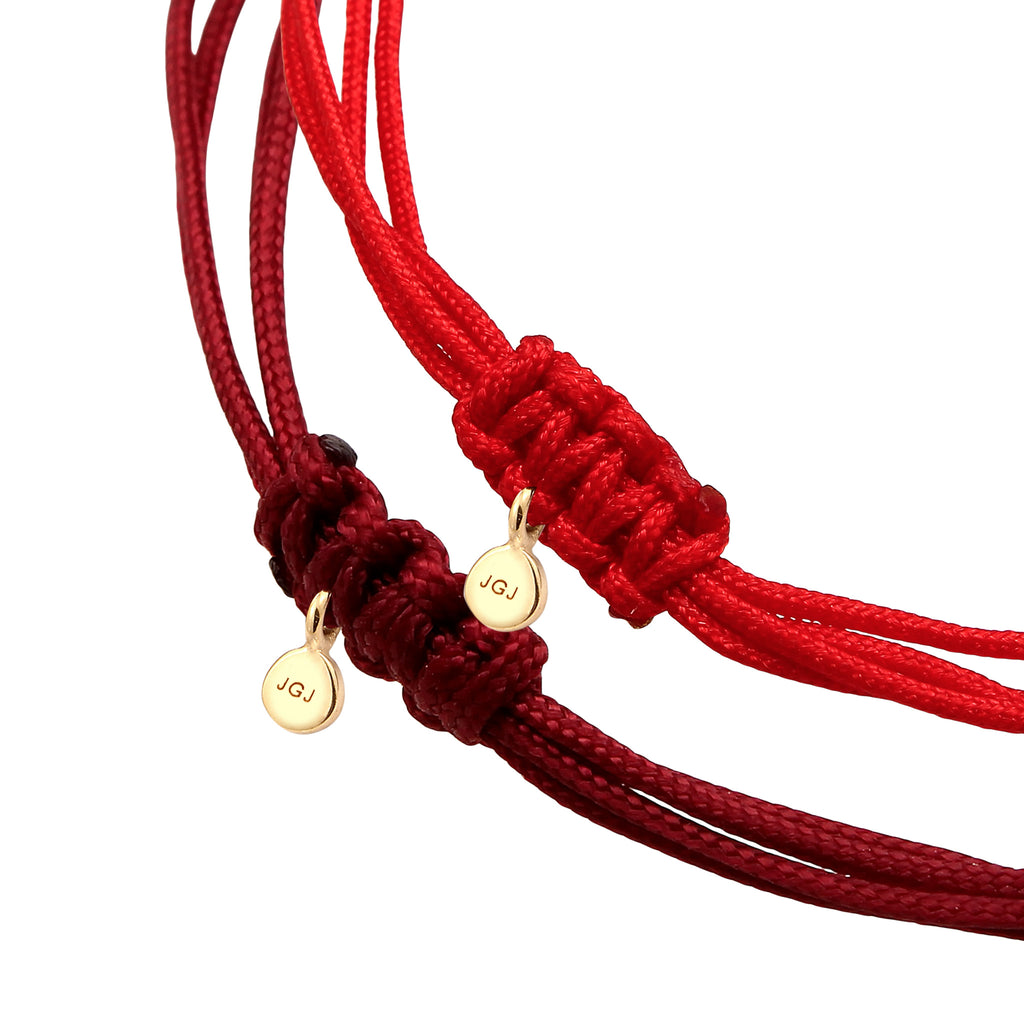 Red Gelang Perhiasan Perak 925 Wanita Circle Nylon Red and Burgundy Gold Plated