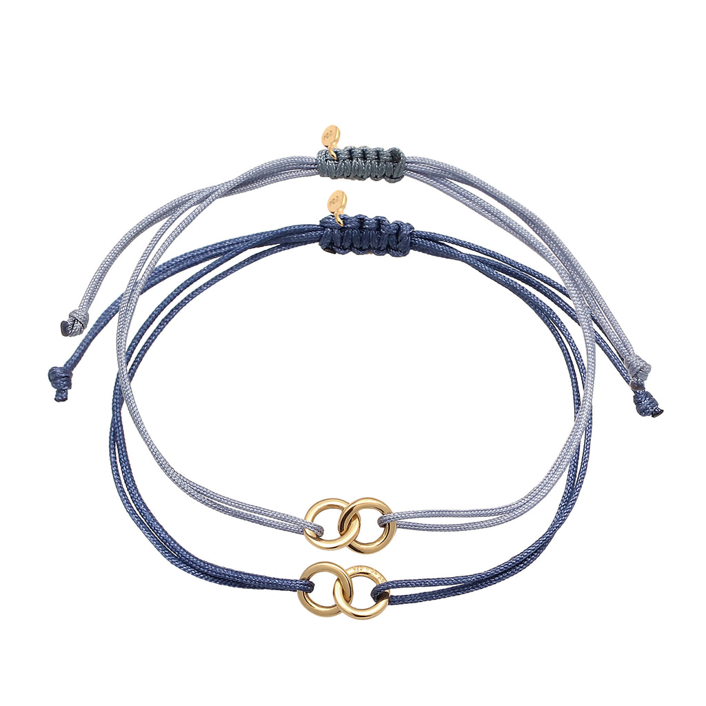 Blue Gelang Perhiasan Perak 925 Wanita Circle Nylon Steel Blue and Marine Blue Gold Plated