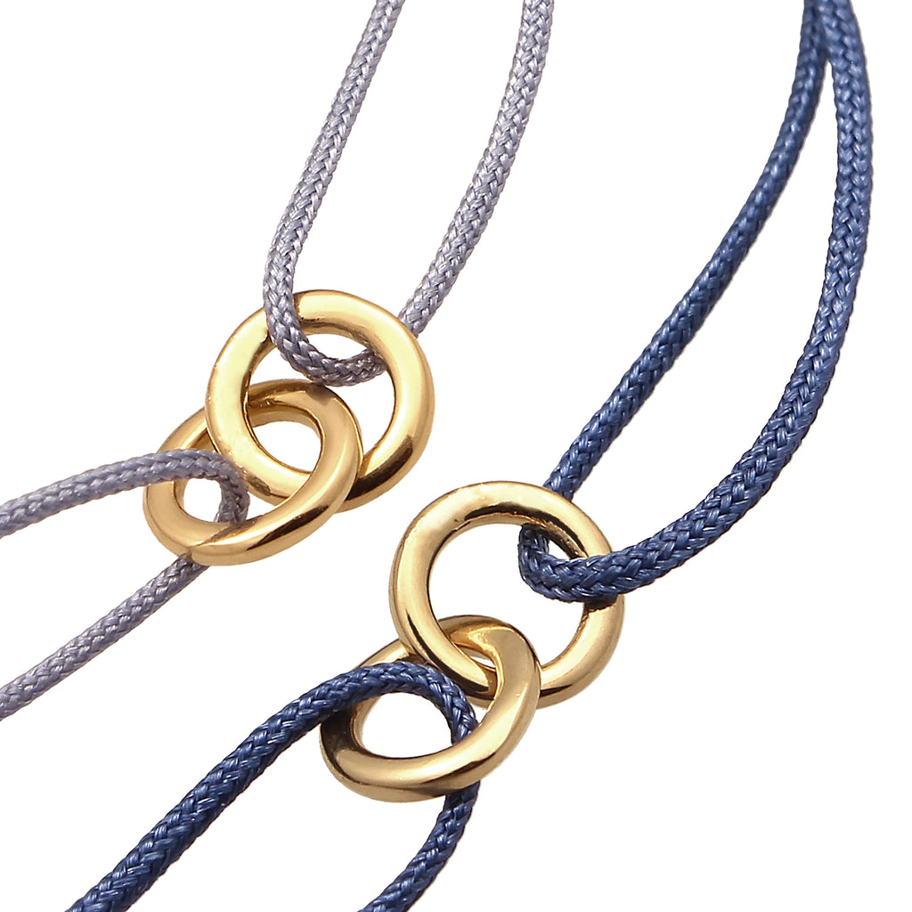 Blue Gelang Perhiasan Perak 925 Wanita Circle Nylon Steel Blue and Marine Blue Gold Plated
