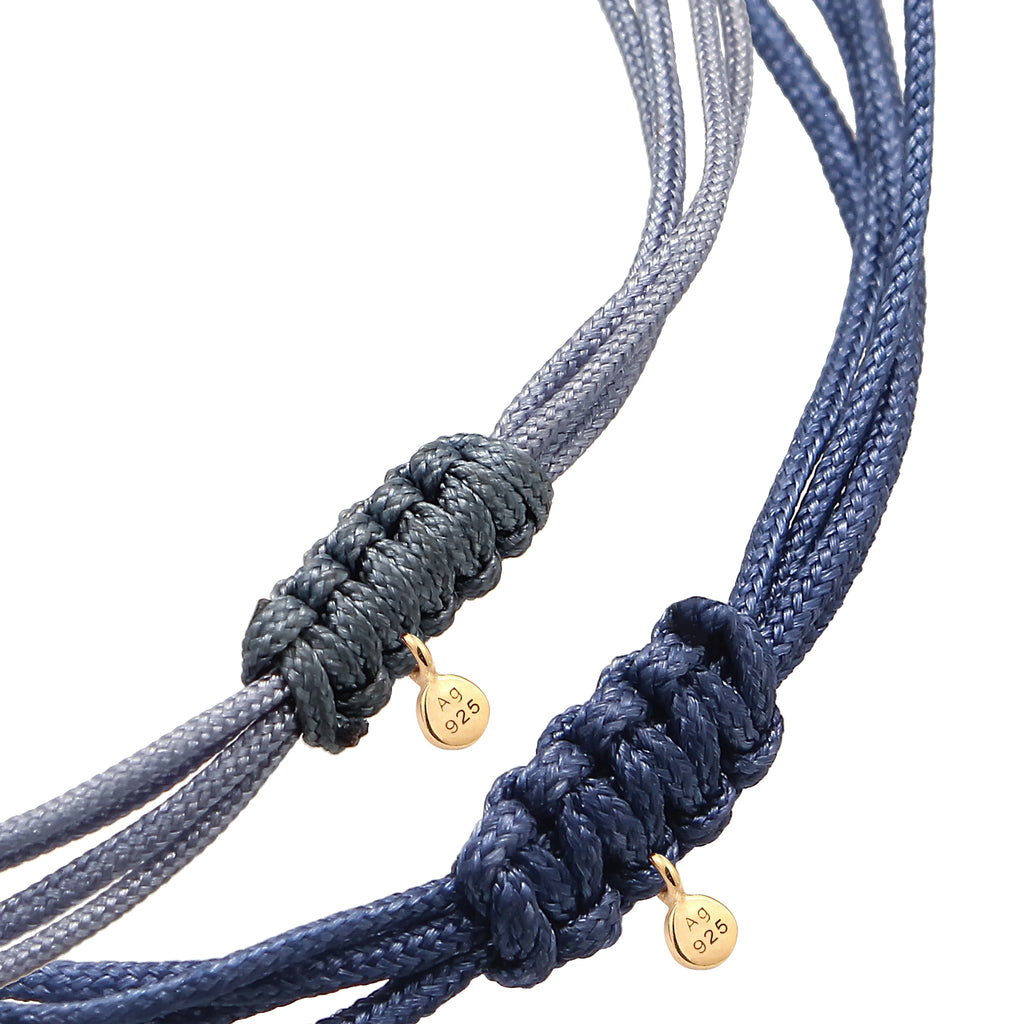 Blue Gelang Perhiasan Perak 925 Wanita Circle Nylon Steel Blue and Marine Blue Gold Plated