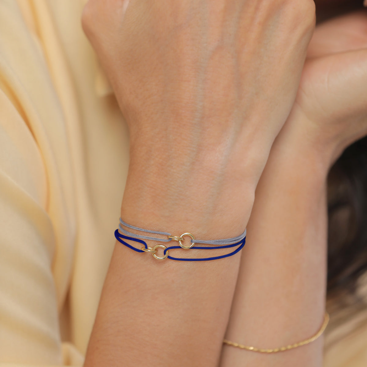 Blue - Elli | Bracelet Set Circle Nylon Blue 925 Sterling Silver Gold Plated